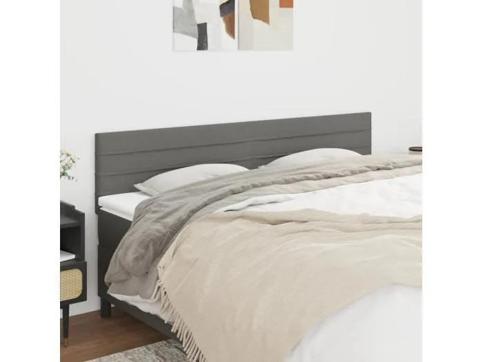 2er Kopfteil für Bett | Bett-Kopfteile Dunkelgrau 100x5x78/88 cm Stoff -MN115530