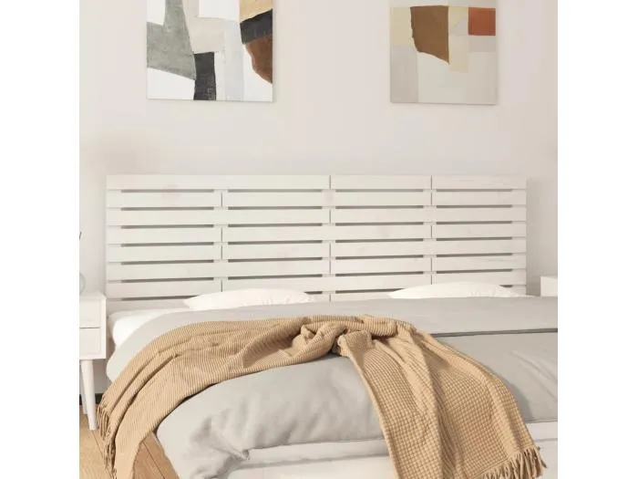 Wand-Kopfteil für Bett | Bett-Kopfteil Weiß 206x3x63 cm Massivholz Kiefer -MN480526
