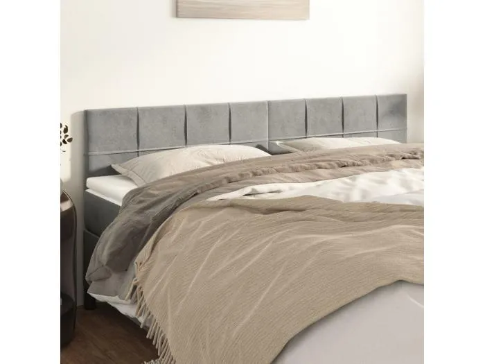 2er Kopfteil für Bett | Bett-Kopfteile Hellgrau 90x5x78/88 cm Samt -MN202436