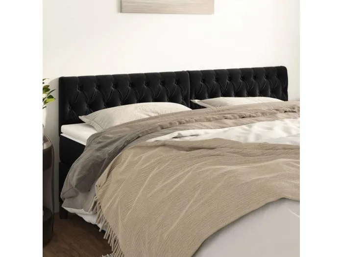 2er Kopfteil für Bett | Bett-Kopfteile Schwarz 100x7x78/88 cm Samt -MN408424