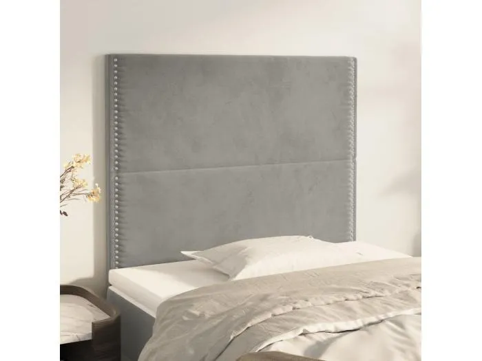 2er Kopfteil für Bett | Bett-Kopfteile Hellgrau 90x5x78/88 cm Samt -MN958874
