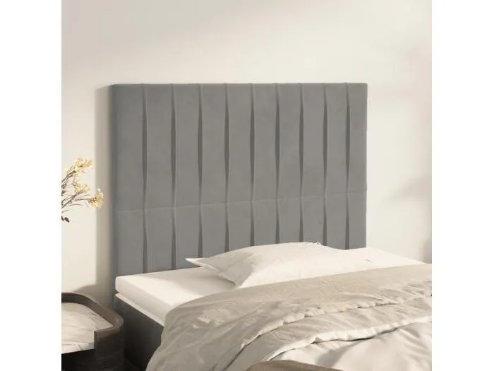 2er Kopfteil für Bett | Bett-Kopfteile Hellgrau 80x5x78/88 cm Samt -MN131948