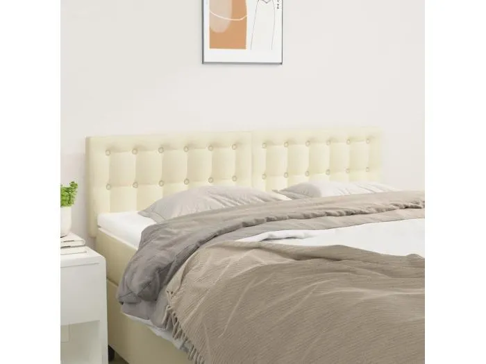 2er Kopfteil für Bett | Bett-Kopfteile Creme 72x5x78/88 cm Kunstleder -MN778281