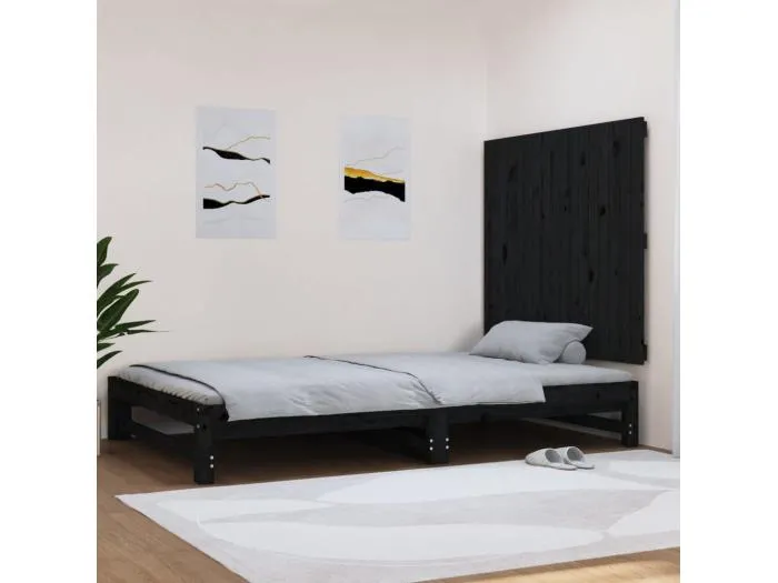 Wand-Kopfteil für Bett | Bett-Kopfteil Schwarz 108x3x90 cm Massivholz Kiefer -MN977593