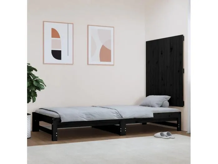 Wand-Kopfteil für Bett | Bett-Kopfteil Schwarz 82,5x3x90 cm Massivholz Kiefer -MN283086
