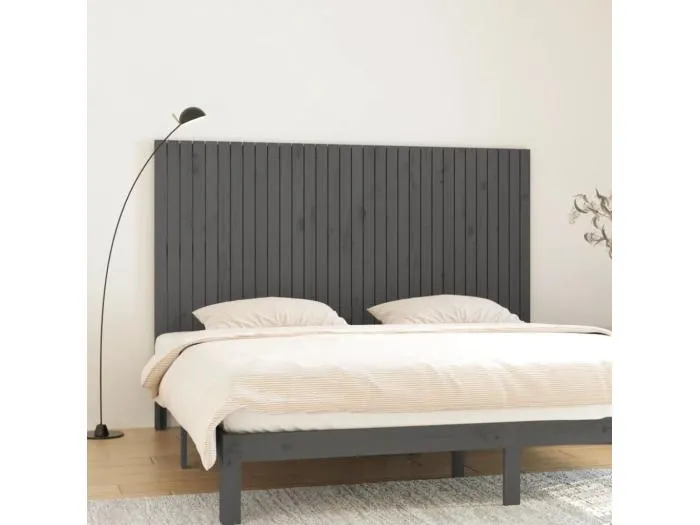 Wand-Kopfteil für Bett | Bett-Kopfteil Grau 204x3x110 cm Massivholz Kiefer -MN786918