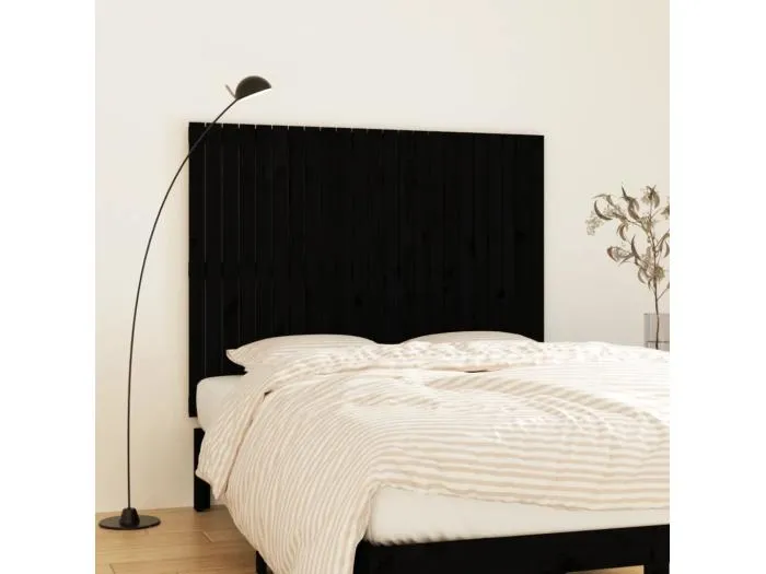 Wand-Kopfteil für Bett | Bett-Kopfteil Schwarz 146,5x3x110 cm Massivholz Kiefer -MN862301