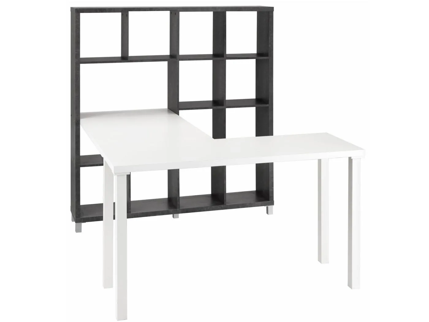 Kiwi-Bücherregal mit Schreibtisch Beton