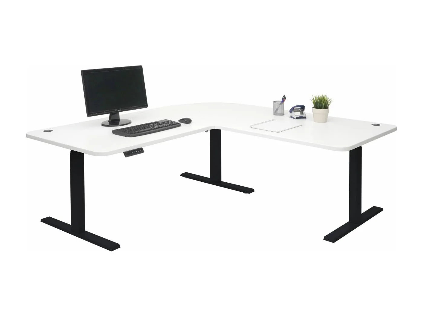 Eck-Schreibtisch MCW-D40, Weiß, schwarz