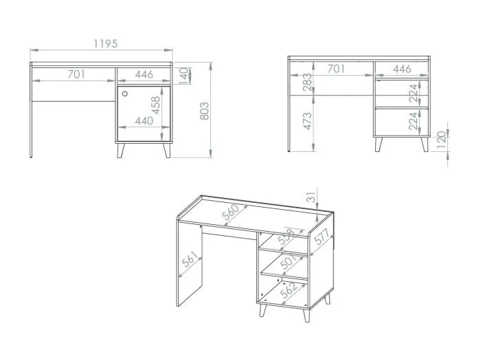SCHREIBTISCH Mevel Wüstensand / Millennial Pink 120 / 58 / 80cm