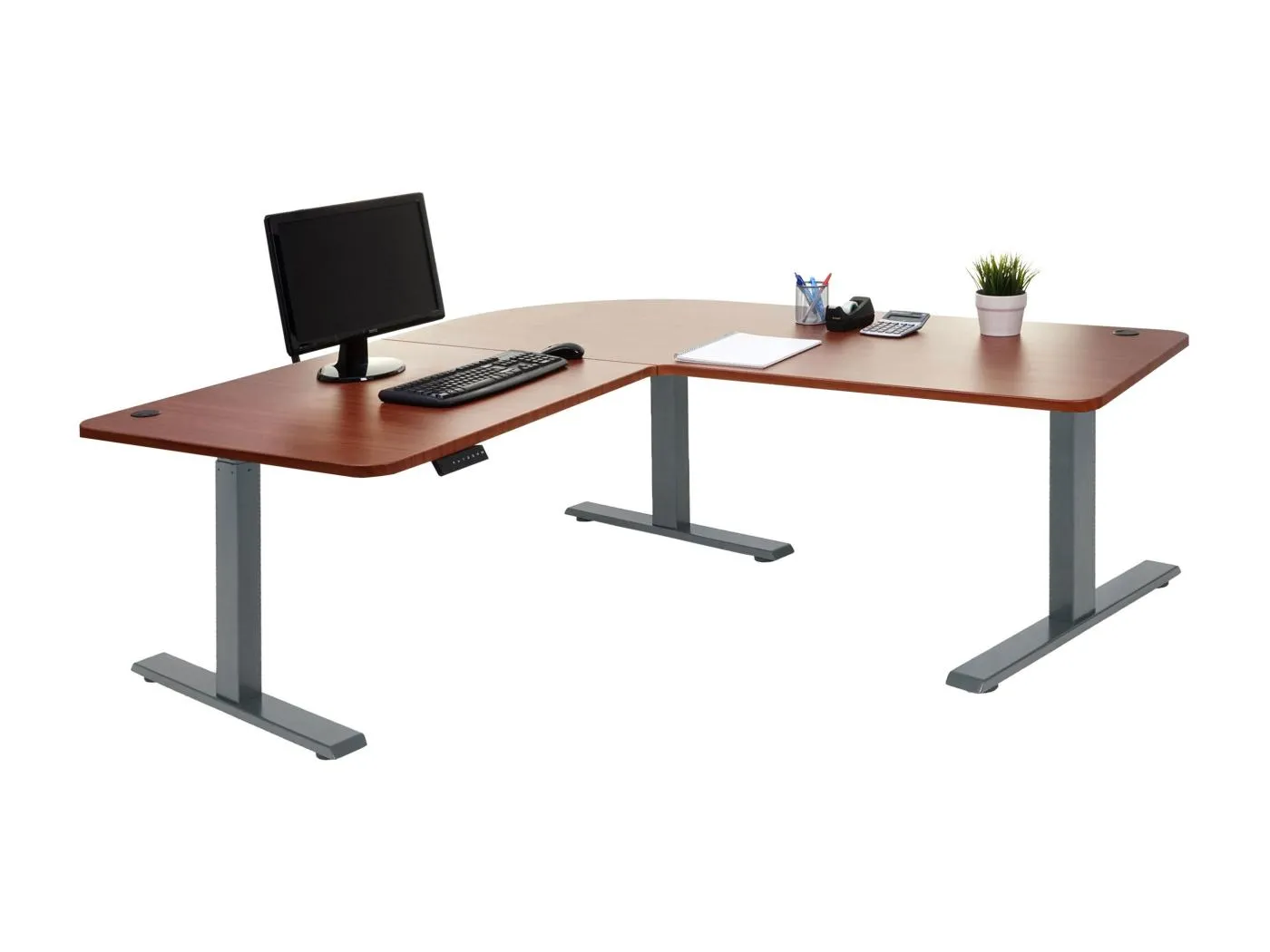 Eck-Schreibtisch MCW-D40, Natur, anthrazit-grau