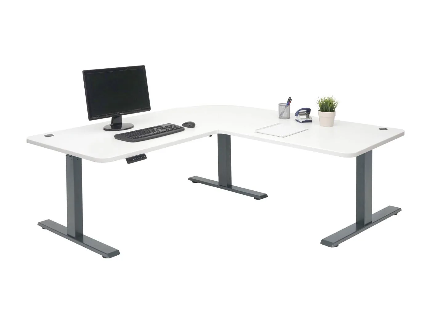 Eck-Schreibtisch MCW-D40, Weiß, anthrazit-grau