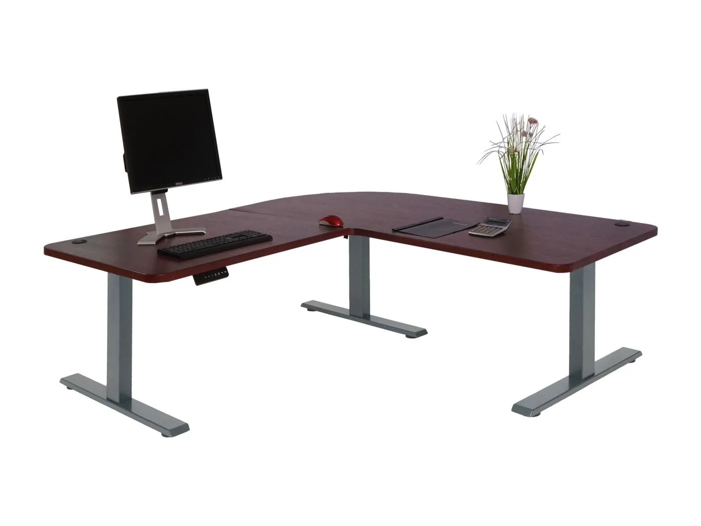 Eck-Schreibtisch MCW-D40, Kirsch-Dekor, anthrazit-grau