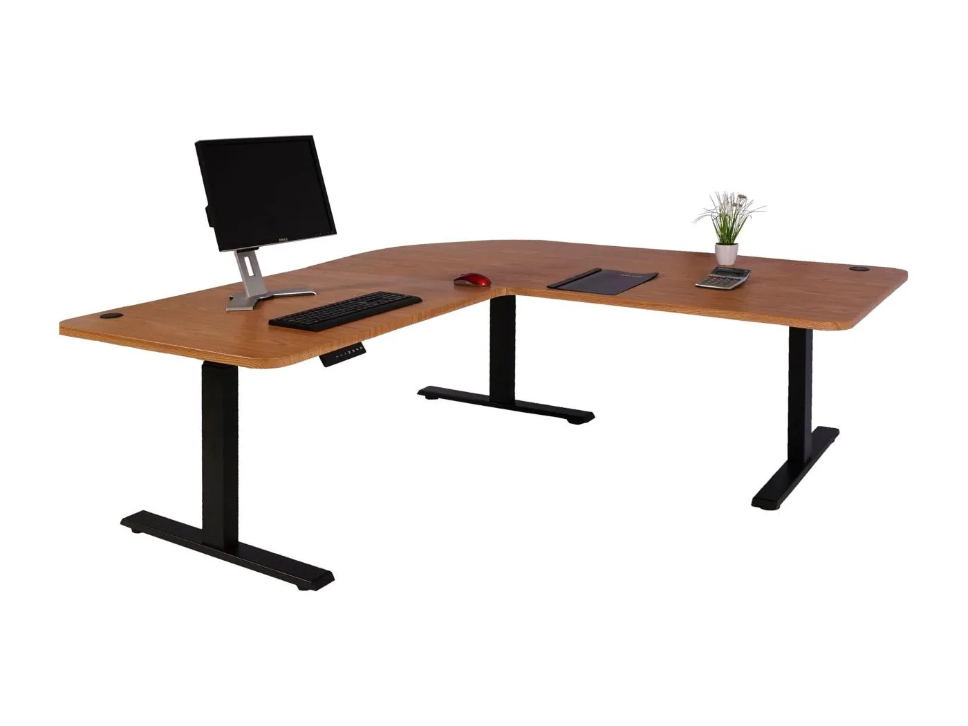 Eck-Schreibtisch MCW-D40, Braun Struktur, schwarz