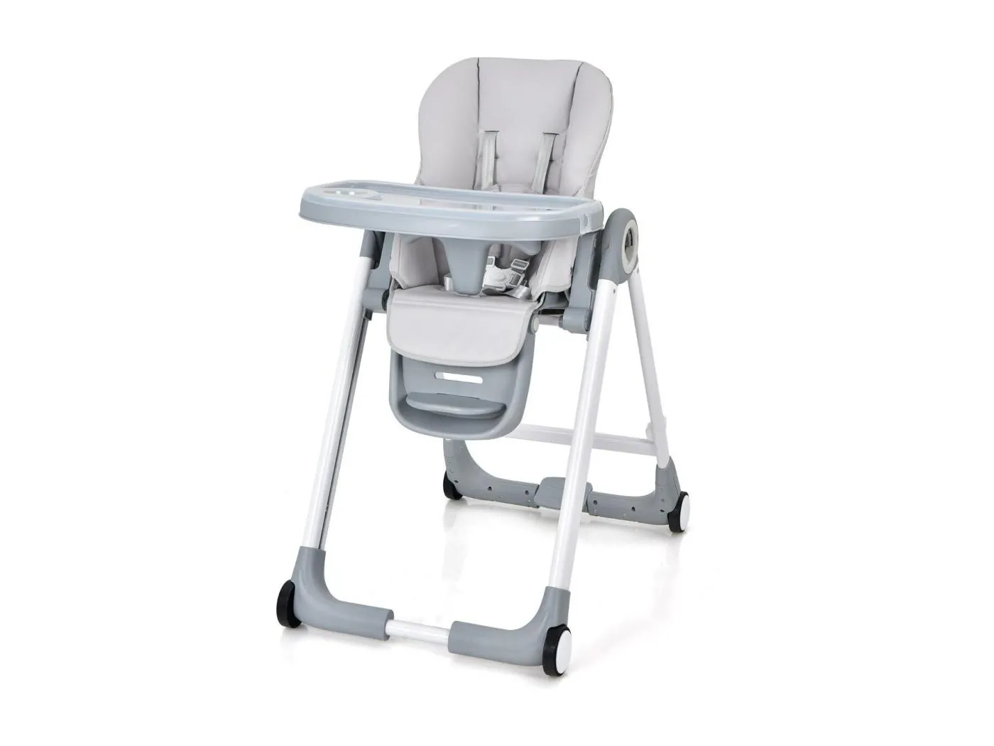 4 in 1 Baby Hochstuhl Kinderhochstuhl klappbar Babystuhl mit Liegefunktion 84 x 56 x 104 cm Grau