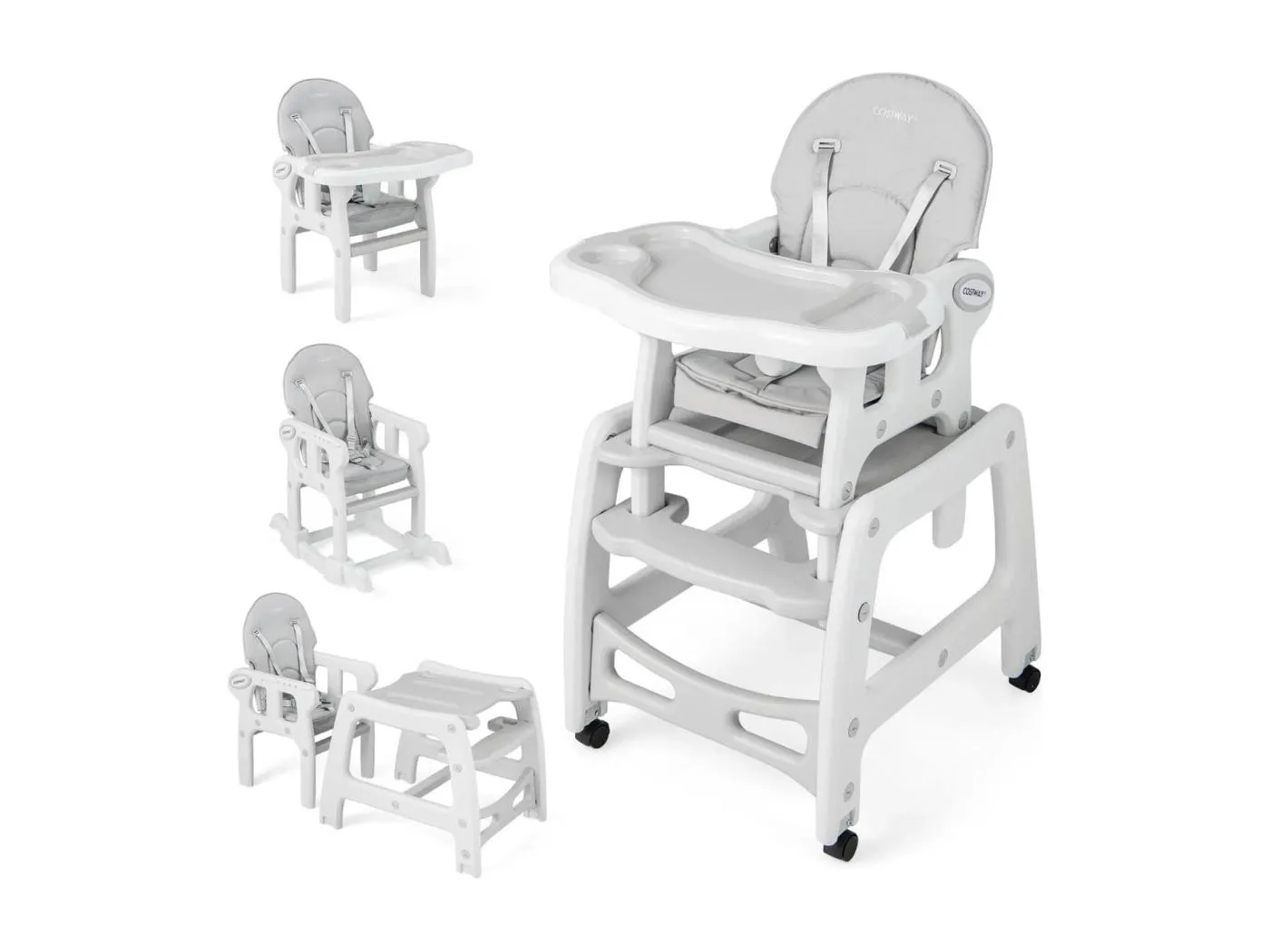 3 in 1 Babystuhl Hochstuhl & Essstuhl & Kindersitzgruppe 62 x 51 x 104 cm Grau