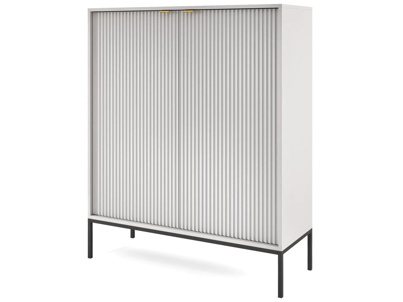 Highboard Hochkommode - 104 cm - Grau mit geriffelten Fronten - VELLORE