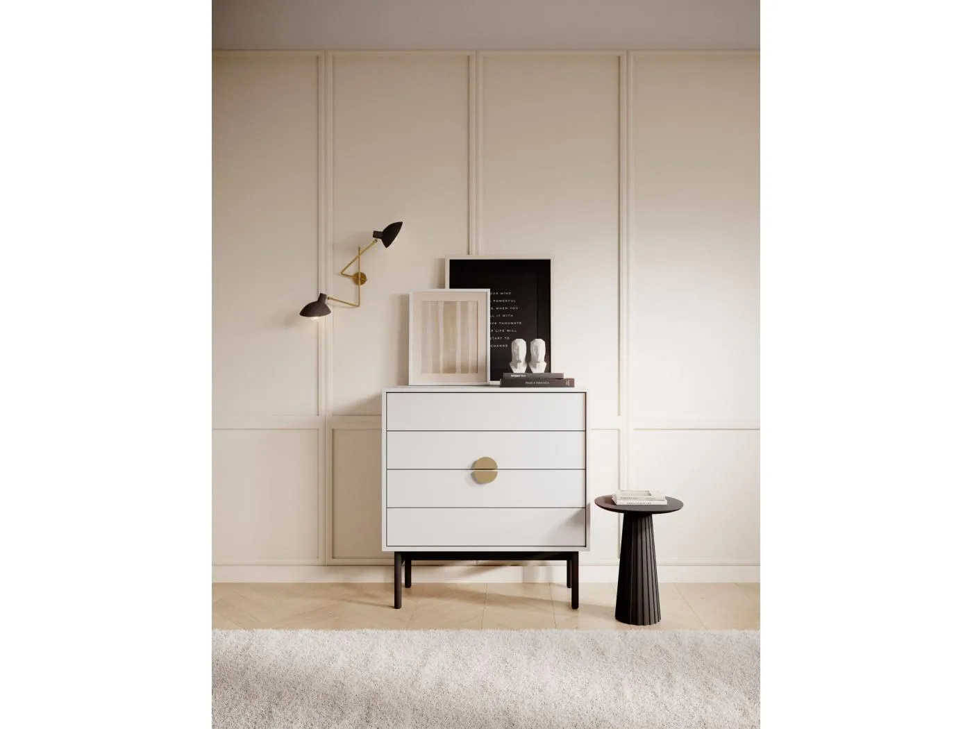 Kommode mit 4 Schubladen - weiß - 85,5 cm - STOON