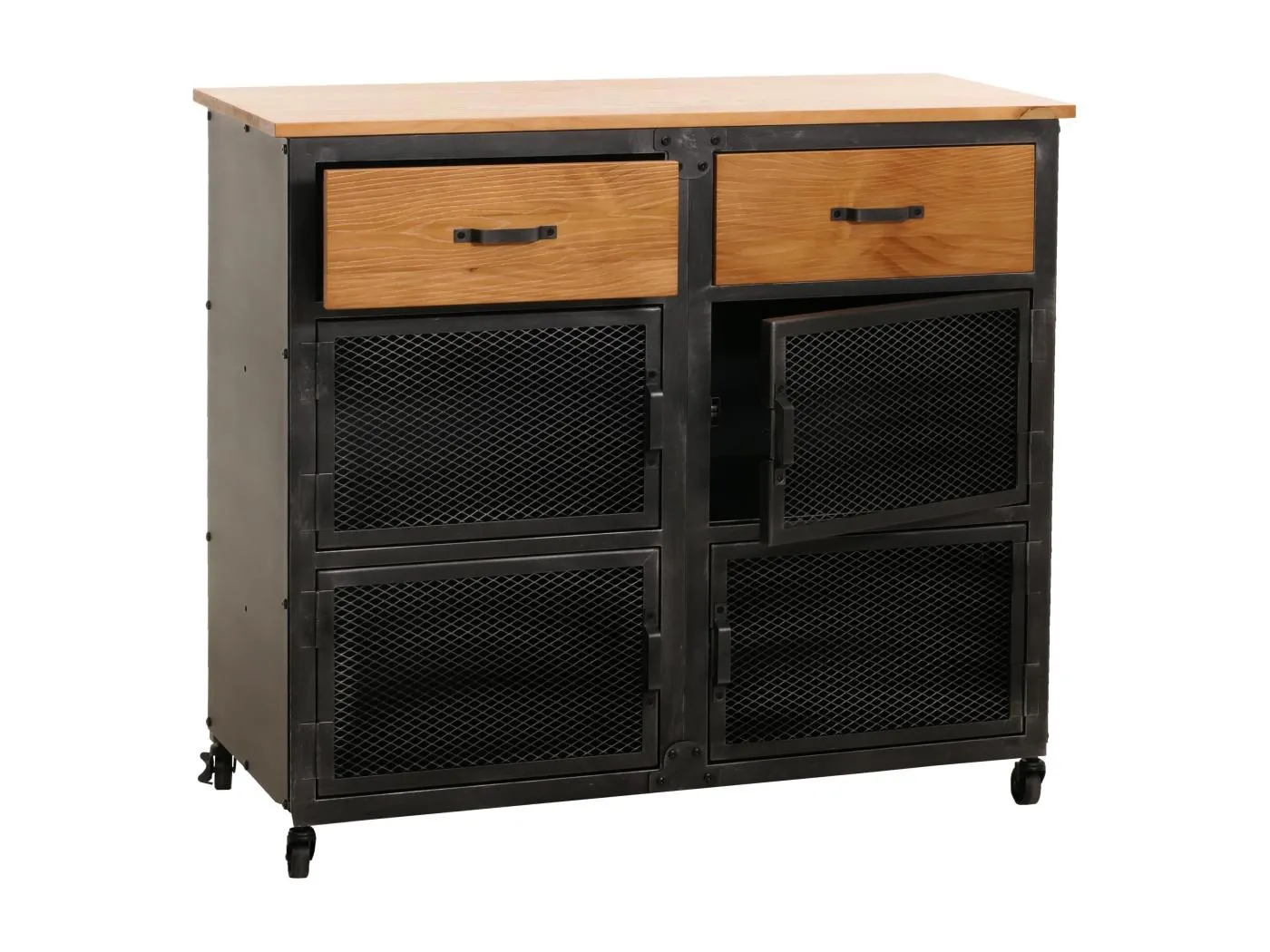 Kommode MCW-N28, Schwarz, natur