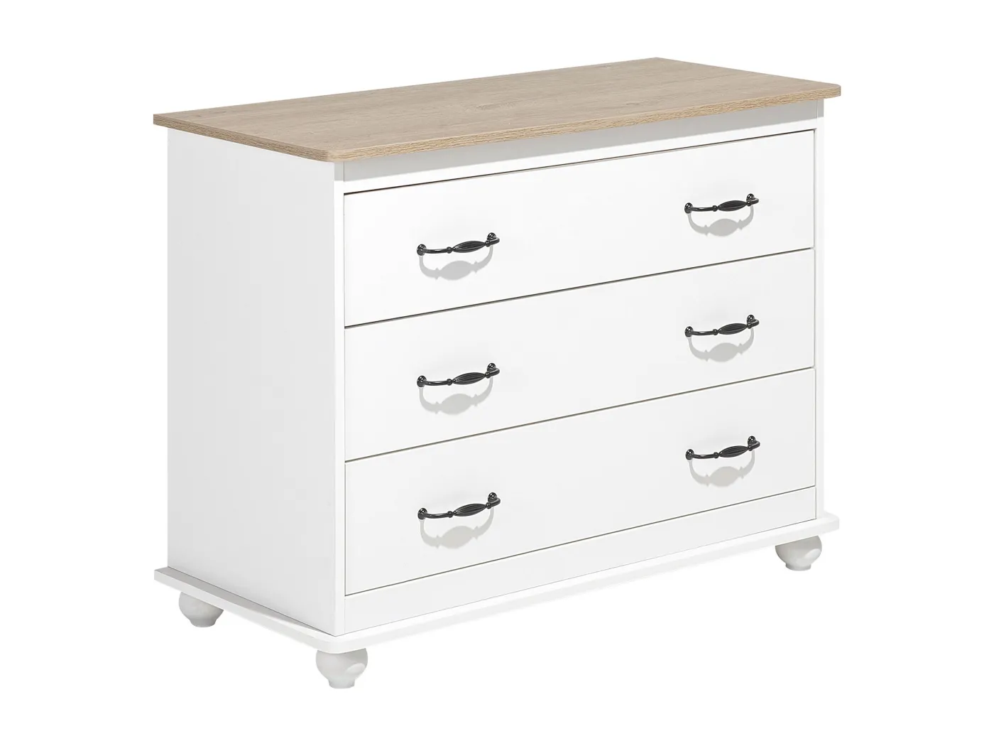 Stilvolle Kommode 3 Schubladen Holzfurnierte MDF-Platte weiß Evertt