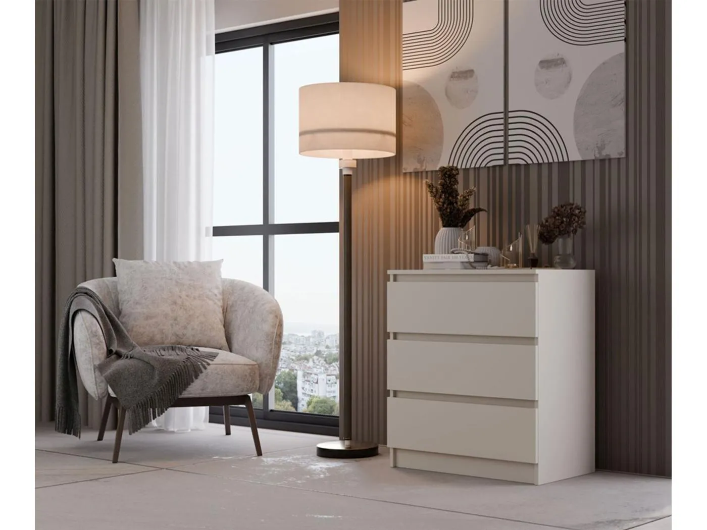 Kommode mit drei Schubladen - greige - MALWA