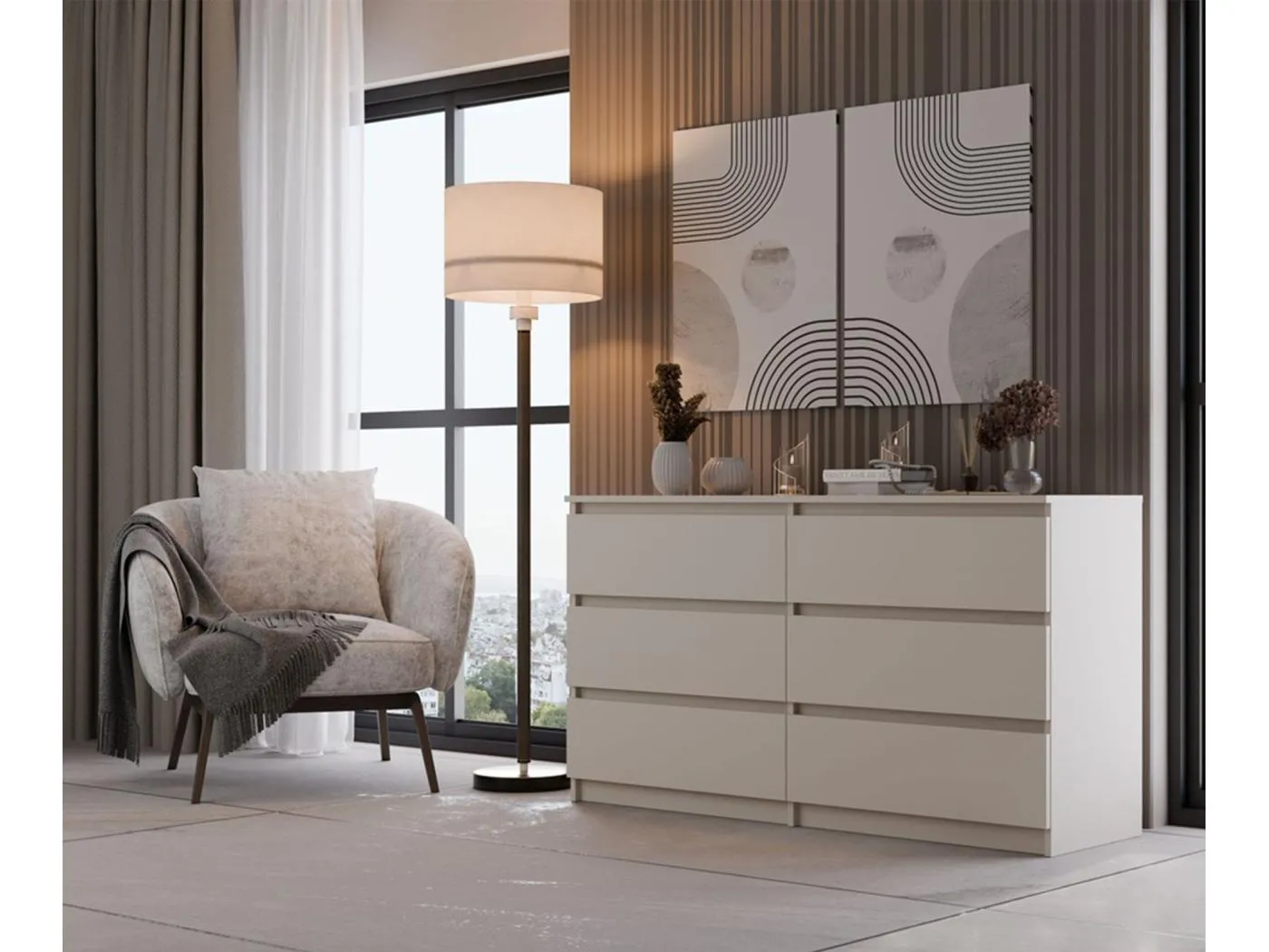 Kommode mit sechs Schubladen - greige - MALWA