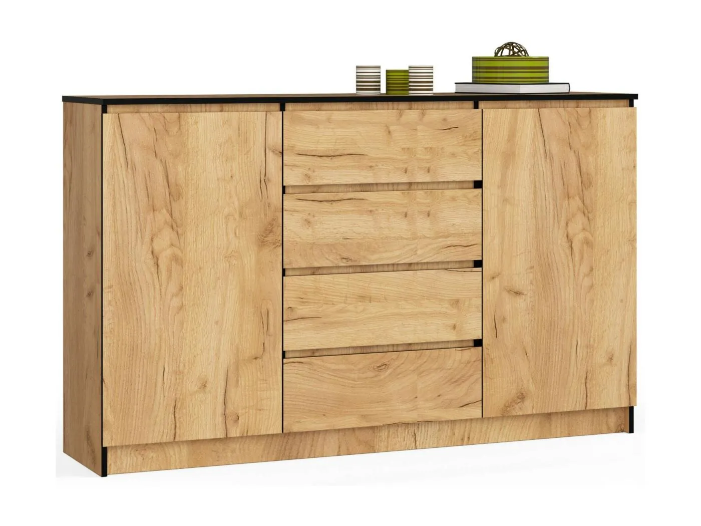 Kommode AKORD K160 Eiche Craft 160 cm 2 Türen 4 Schubladen 4 Ebenen B160 x H99 x T40 cm