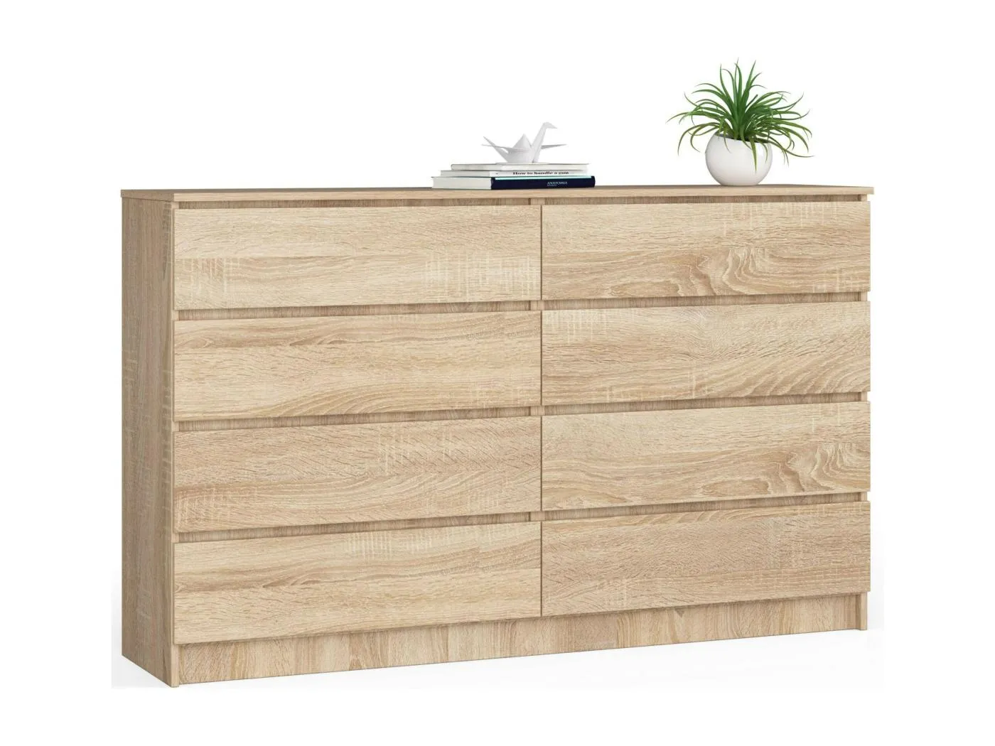 Kommode AKORD K160 Sonoma-Eiche 160 cm 8 Schubladen B160 x H99 x T40 cm