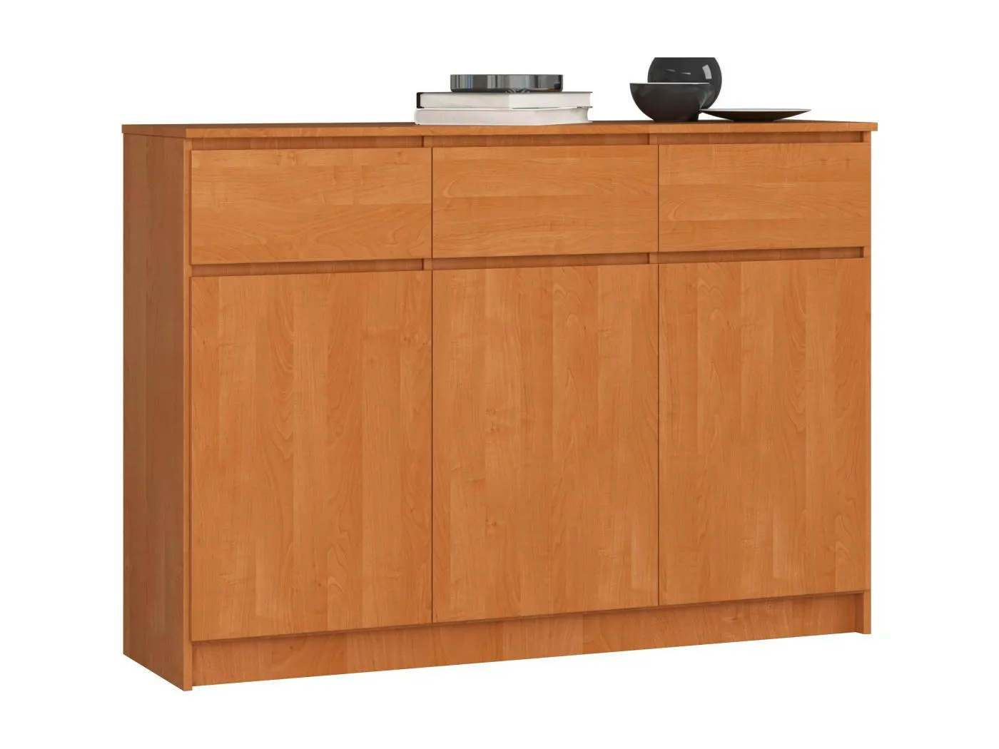 Kommode AKORD K140 Erle 138 cm 3 Türen 3 Schubladen 6 Ebenen B138 x H99 x T40 cm