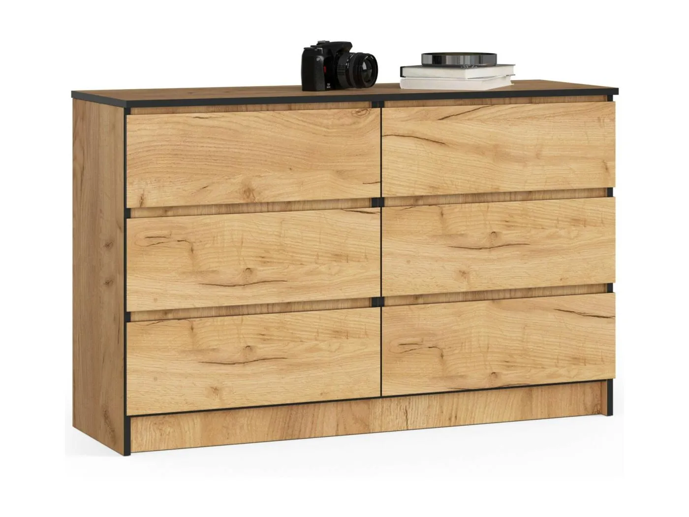 Kommode AKORD K120 Eiche Craft 120 cm 6 Schubladen B120 x H77 x T40 cm