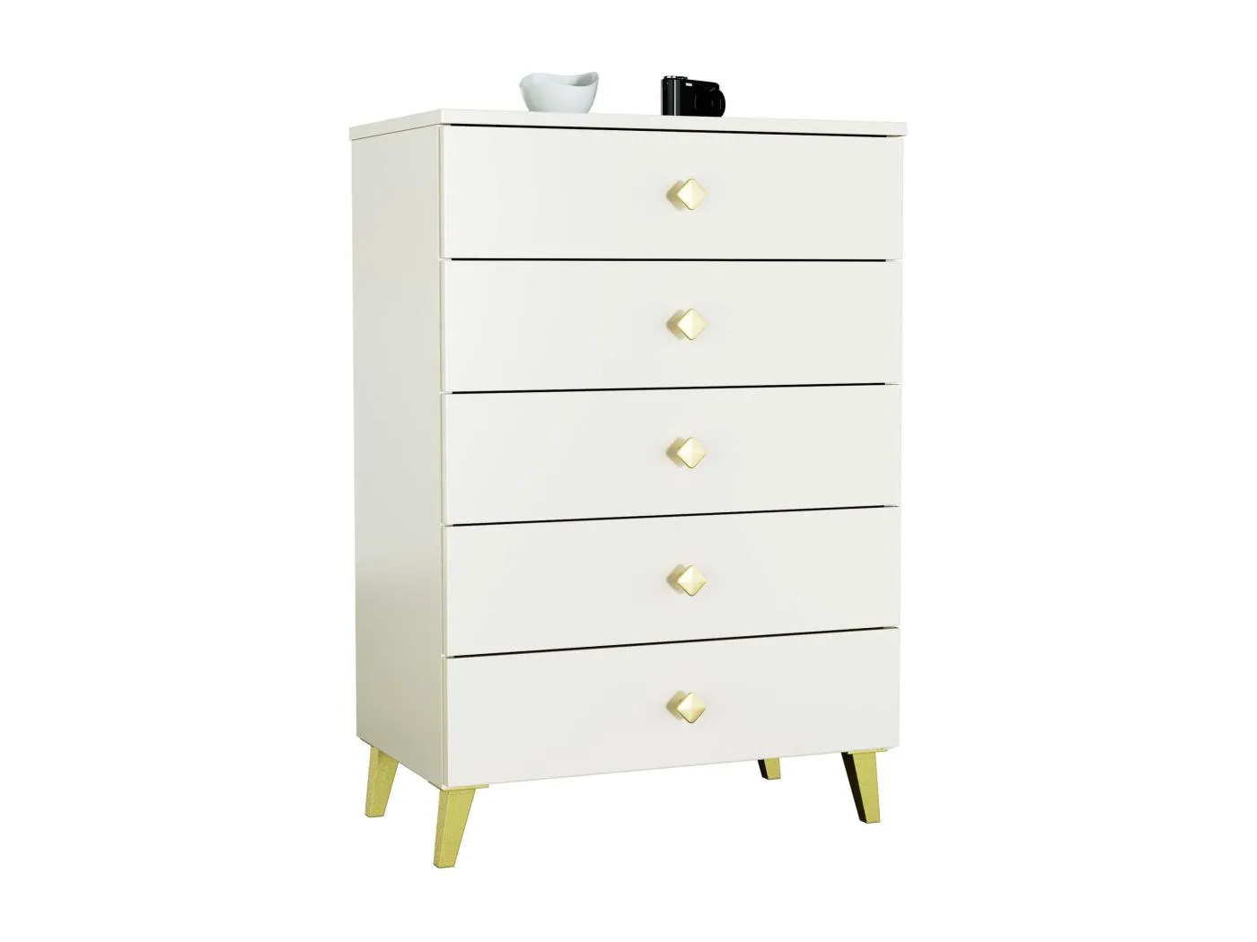 Kommode AKORD MOBI in der Farbe Kaschmir mit 5 Schubladen B60 x H89 x T37 cm