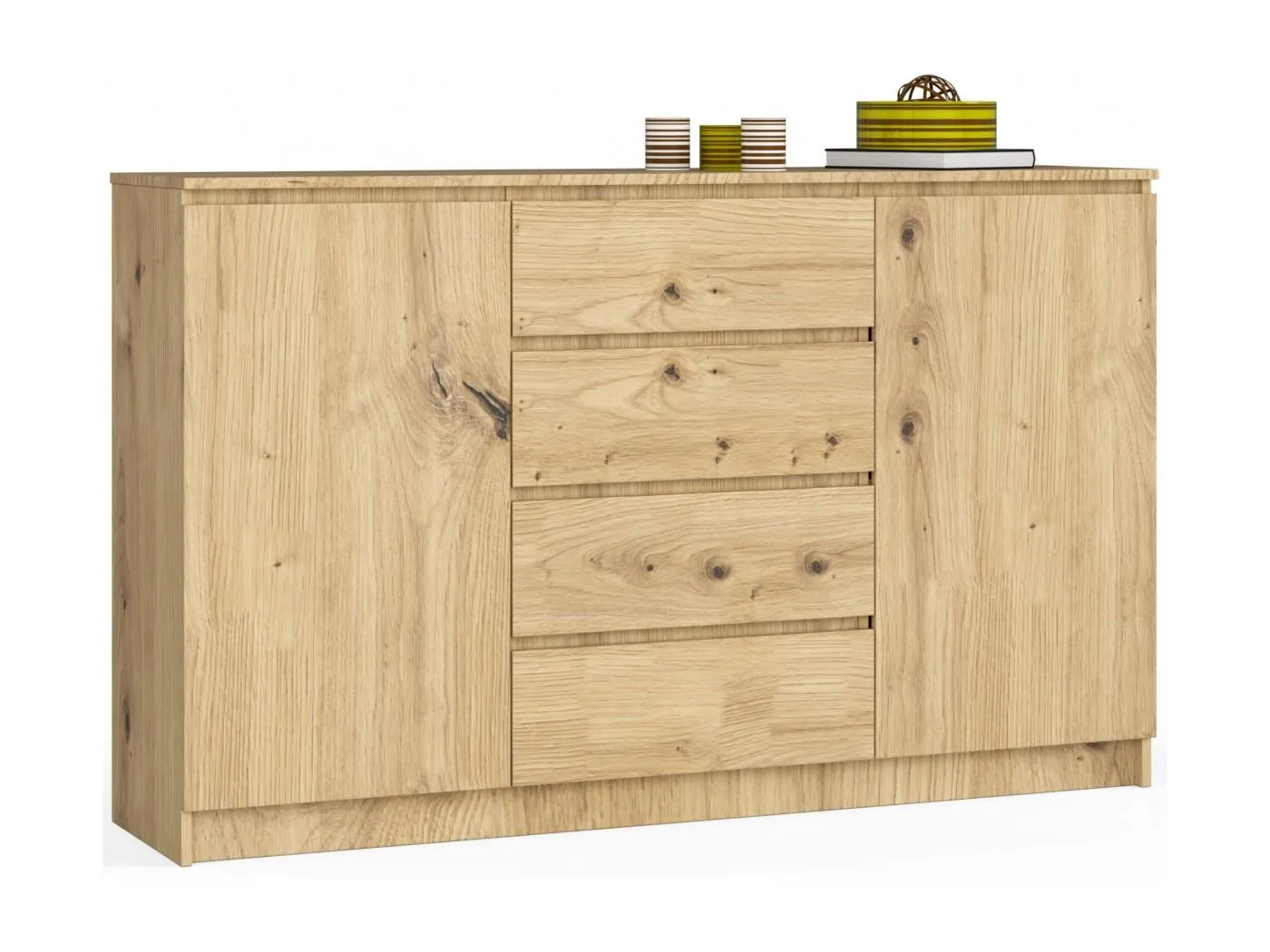 Kommode AKORD K160 Eiche Artisan 160 cm 2 Türen 4 Schubladen 4 Ebenen B160 x H99 x T40 cm