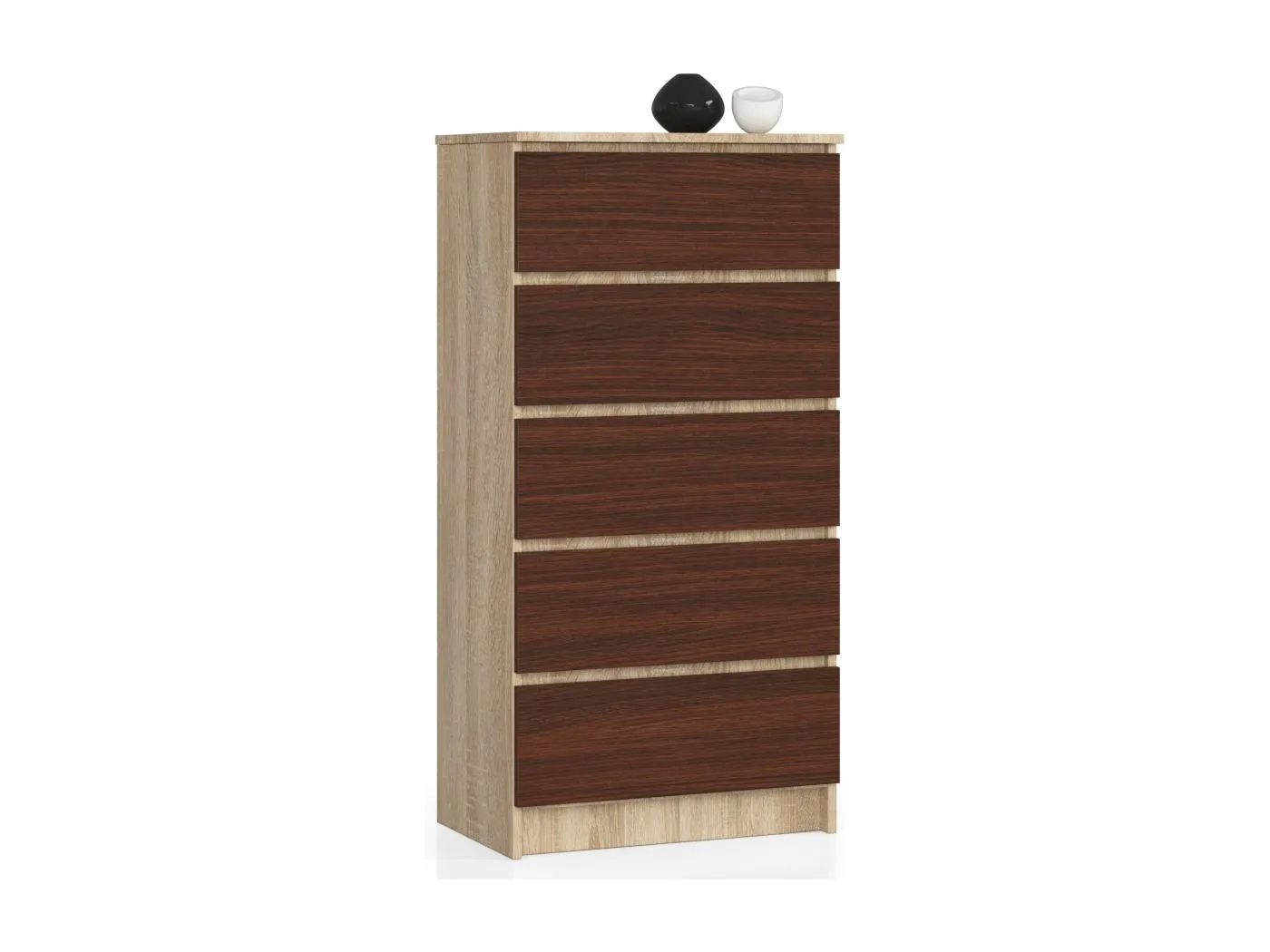 Kommode AKORD K60 Sonoma-Eiche 60 cm 5 Schubladen Front Wenge B60 x H121 x T40 cm