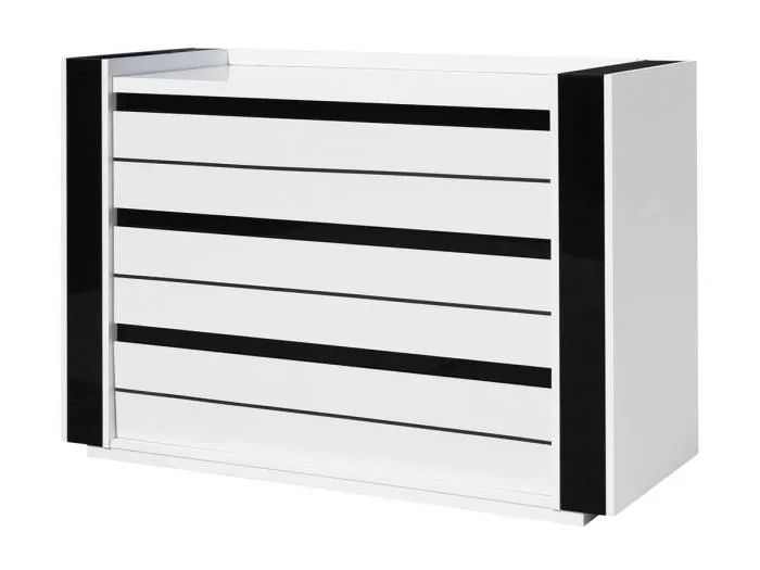 Kommode LINA weiß und schwarz mit LED – 124 x 87 x 50 cm