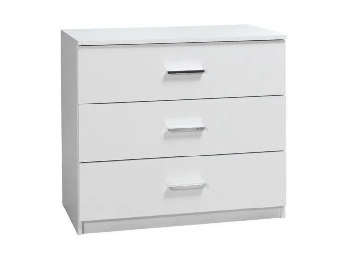 Kommode PANAREA mit 3 Schubladen und weißen Lackfronten.