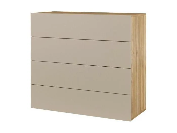 Kommode mit 4 Schubladen VOX in Eichenfarbe und Beige