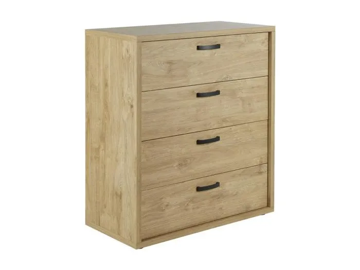 Kommode mit 4 Schubladen in goldener Eichenfarbe, Kollektion MORGANE.