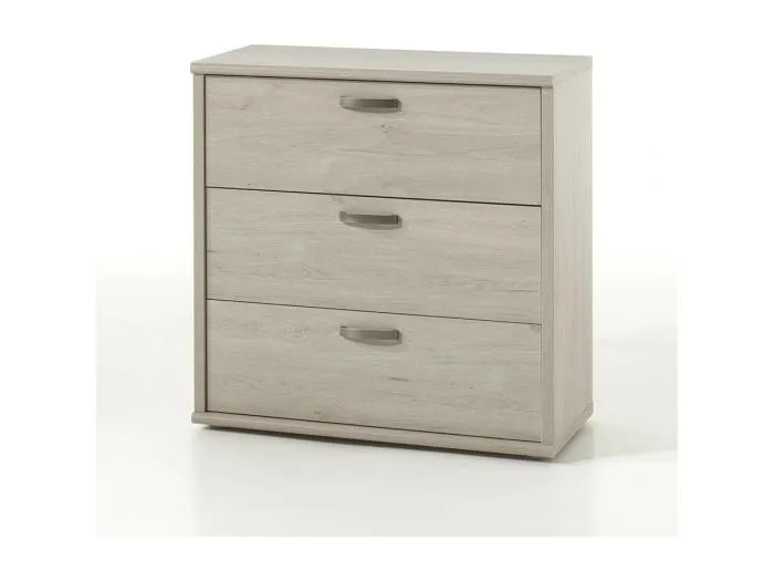 Robuste Kommode mit 3 Schubladen in hellem Eichenfarbton, Kollektion DANY.