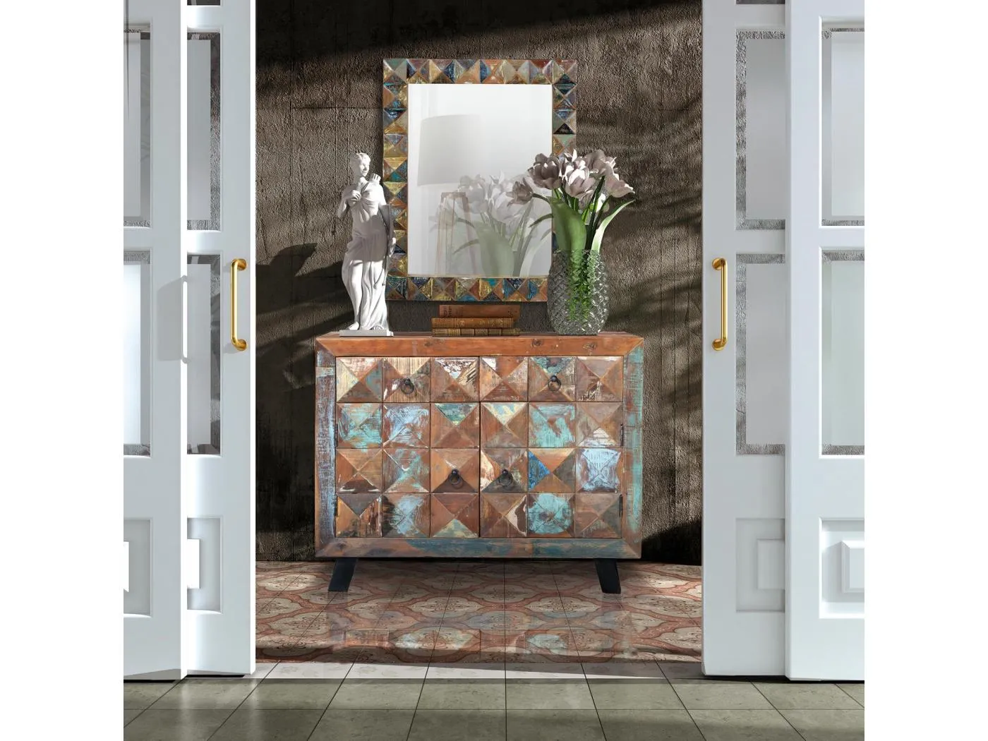 Kommode aus recyceltem Holz