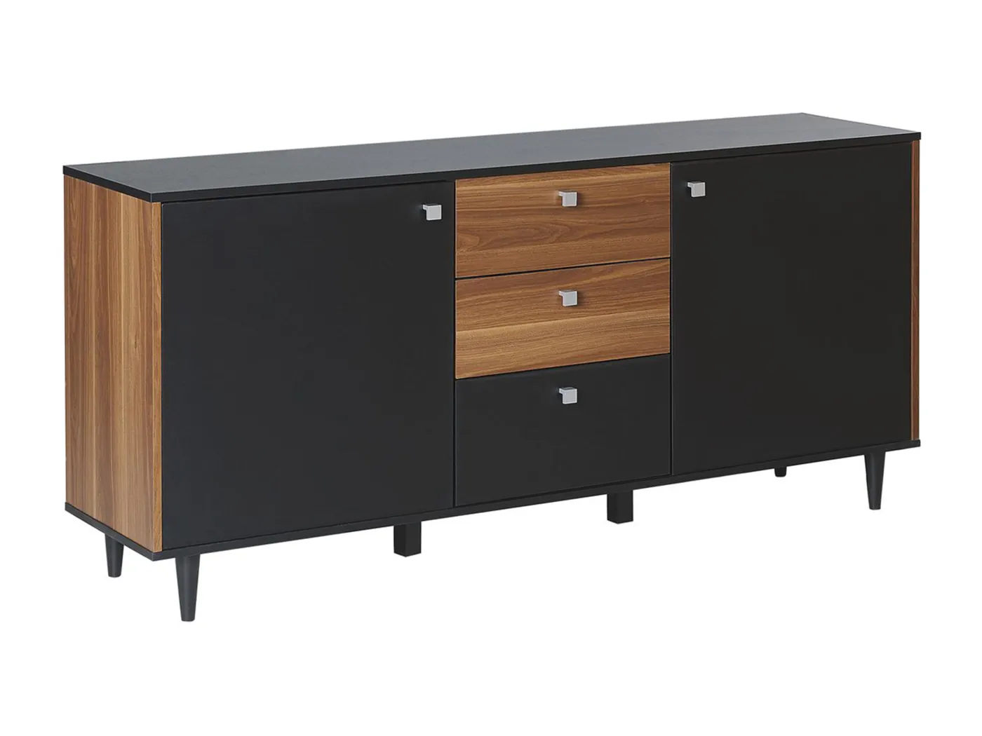 Wohnzimmerschrank in Schwarz mit Schubladen und Fächern modernes Design Kuro