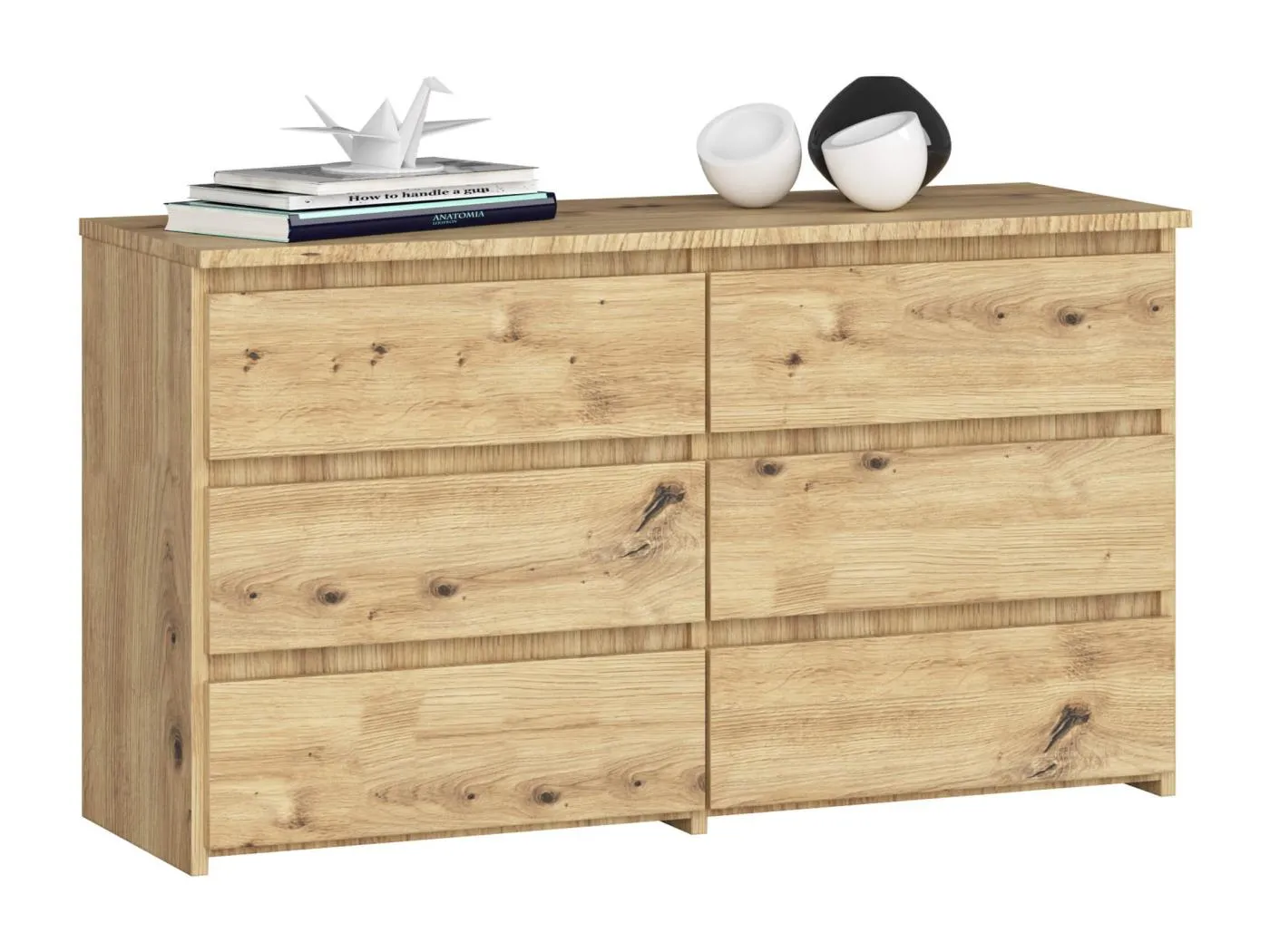 Kommode AKORD CL100 Eiche Artisan 100 cm 6 Schubladen B100 x H57 x T35 cm