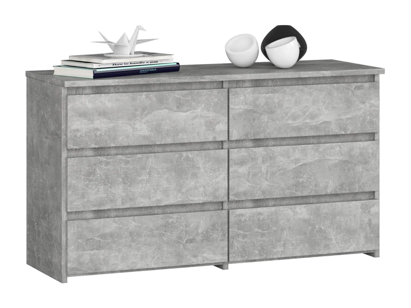 Kommode AKORD CL100 Beton 100 cm 6 Schubladen B100 x H57 x T35 cm
