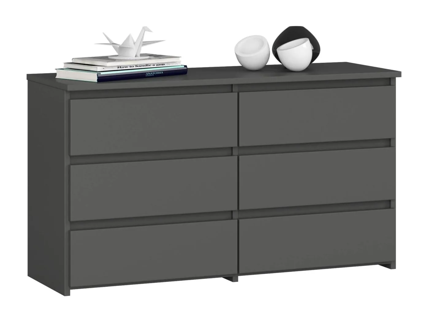 Kommode AKORD CL100 Graphitgrau 100 cm 6 Schubladen B100 x H57 x T35 cm