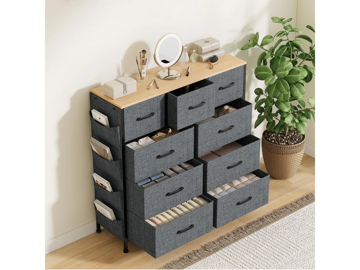 Stoff-Aufbewahrungsschrank mit 9 Schubladen – Stabile Struktur, modernes Design, großes Fassungsvermögen