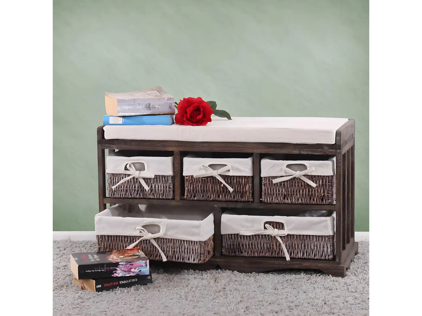 Kommode und Sitzbank 5 Schubladen, Braun