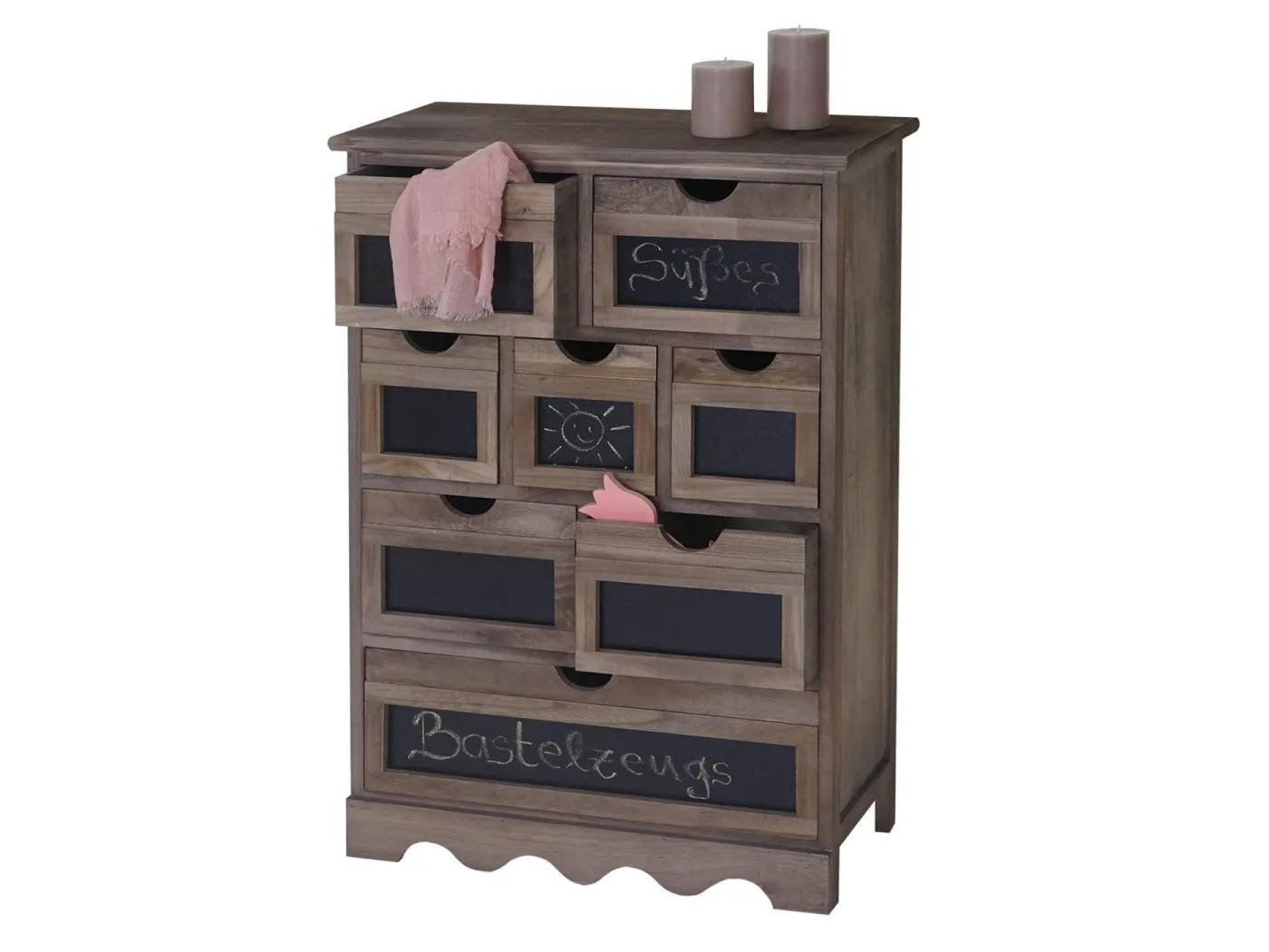 Kommode Venlo mit Tafel Shabby-Look, Braun