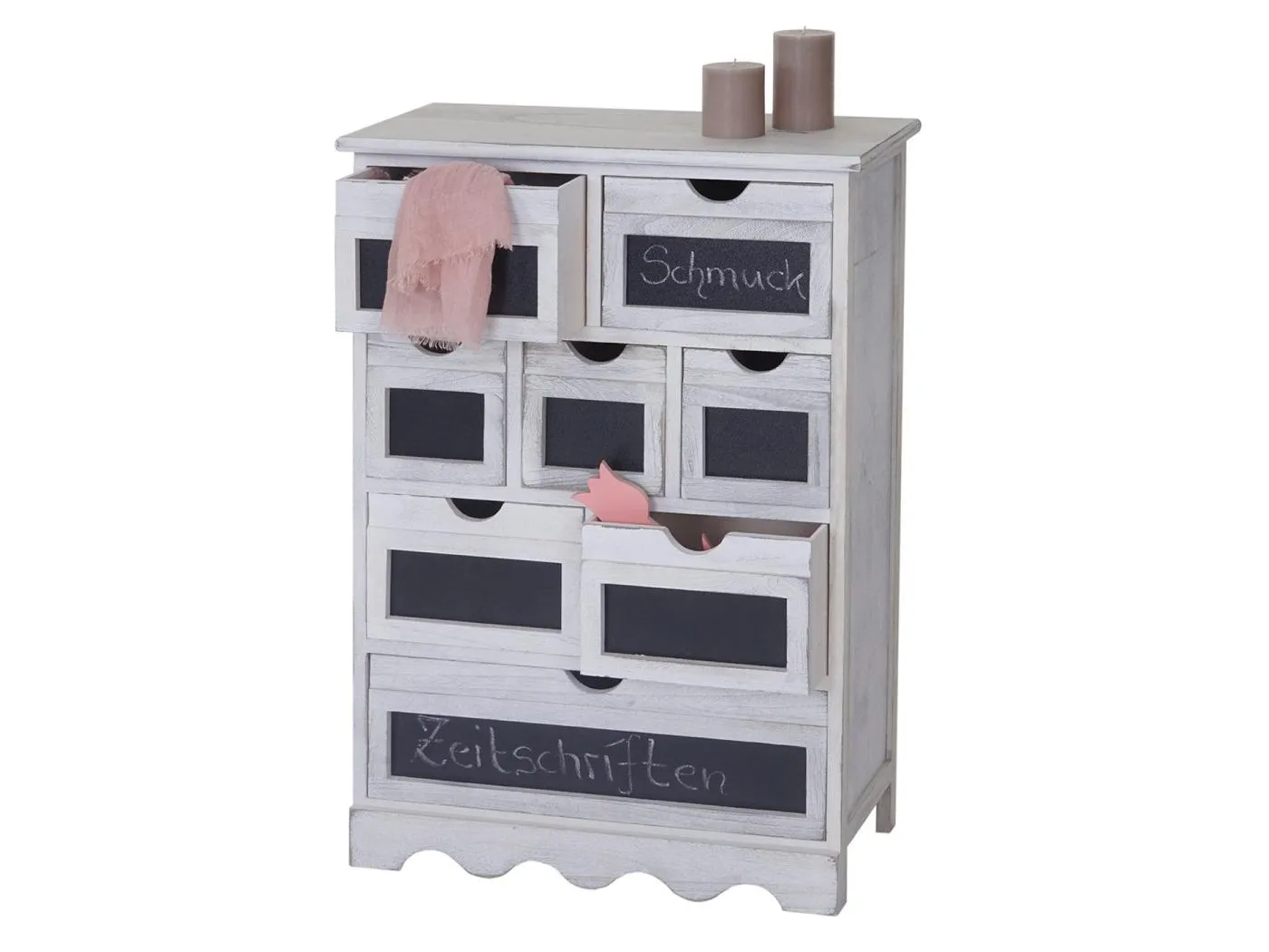 Kommode Venlo mit Tafel Shabby-Look, Weiß