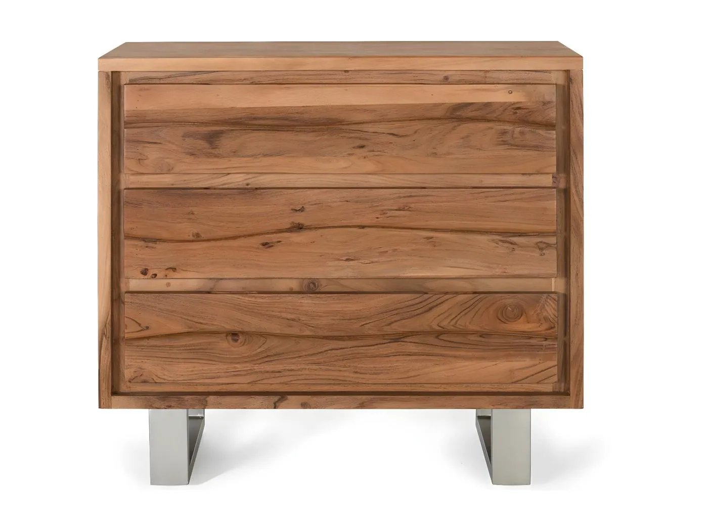 Kommode aus Akazienholz und Metall