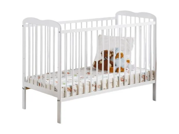 Babybett und Matratze, verstellbare NOE Kollektion, höhenverstellbar. Farbe: Mattweiß.