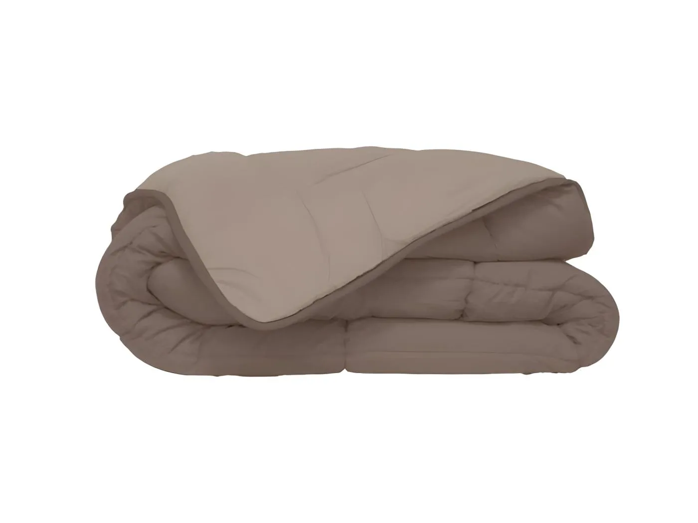 Leichte Mikrofaserdecke 200g/m2 240x260cm Taupe und Leinen - Wendbar - Oeko-Tex zertifiziert - Maschinenwaschbar